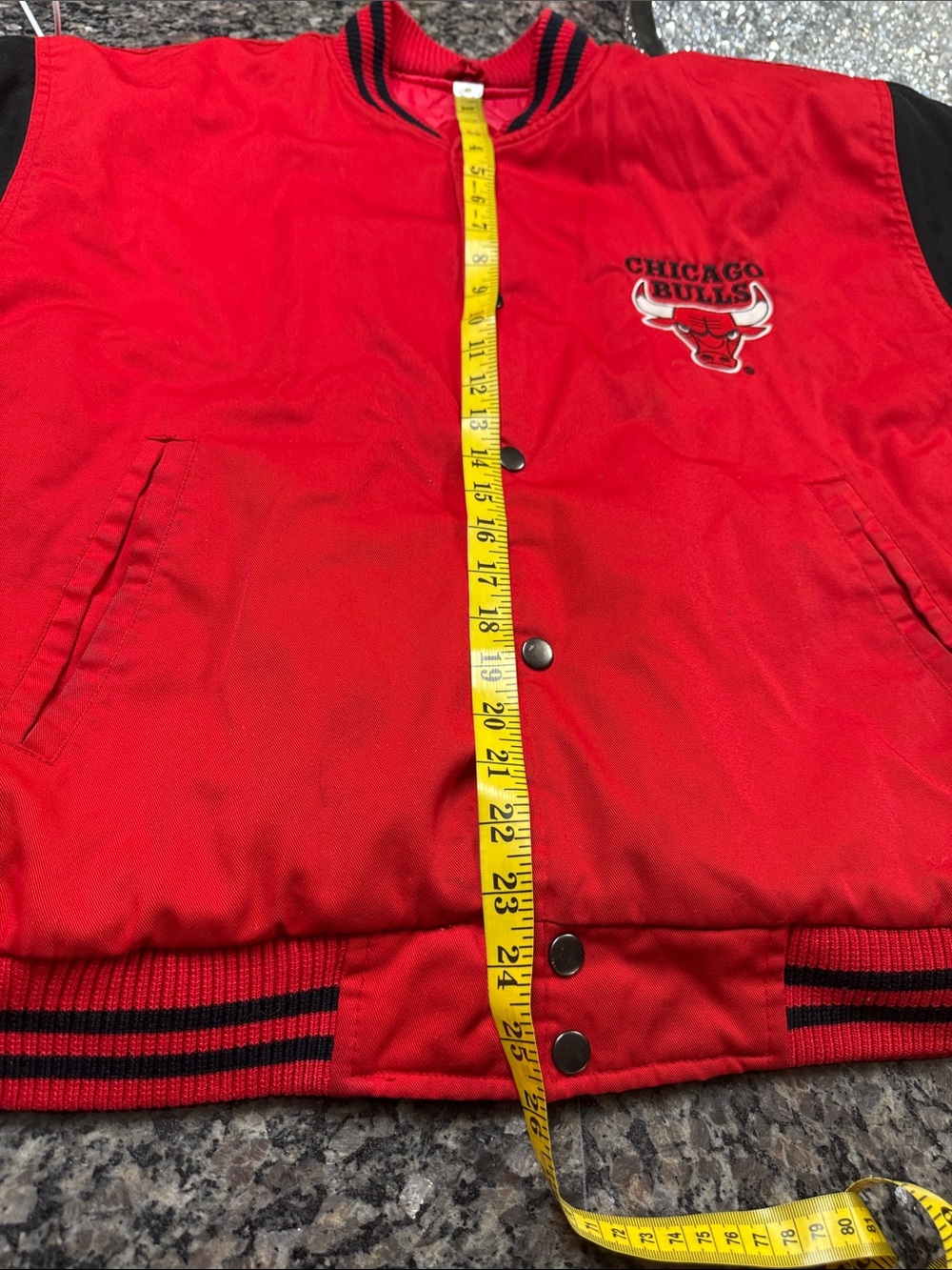 Chicago Bulls Red and Black Varsity Bomber Jacket - Picture 10 of 12